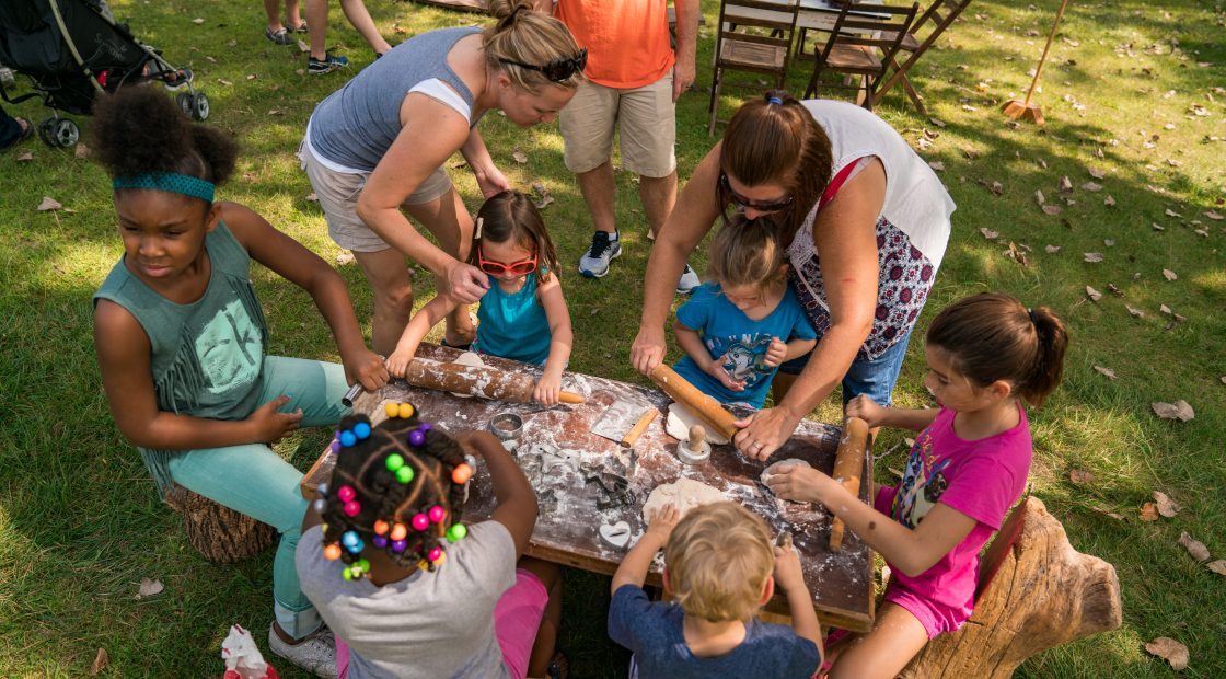 kids playing with dough